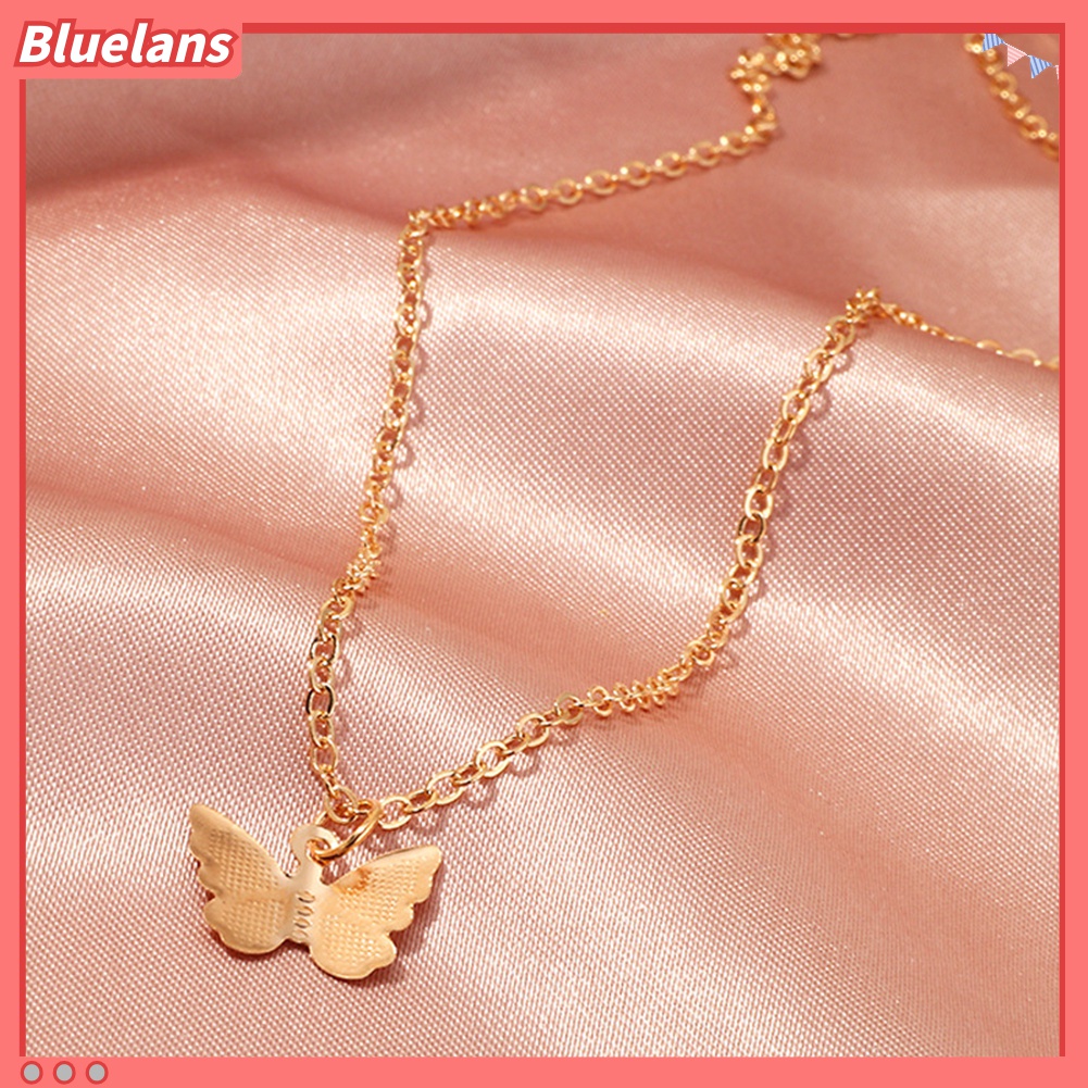 Bluelans Kalung Rantai Klavikula Dengan Liontin Kupu-Kupu Model Single Layer Untuk Wanita