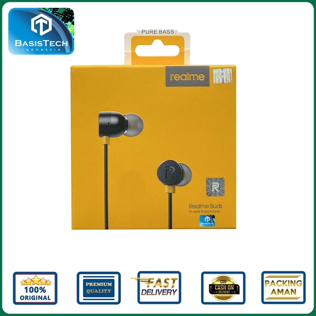 HEADSET EARPHONE REALME BUDS PURE BASS RMA101 PREMIUM QUALITY