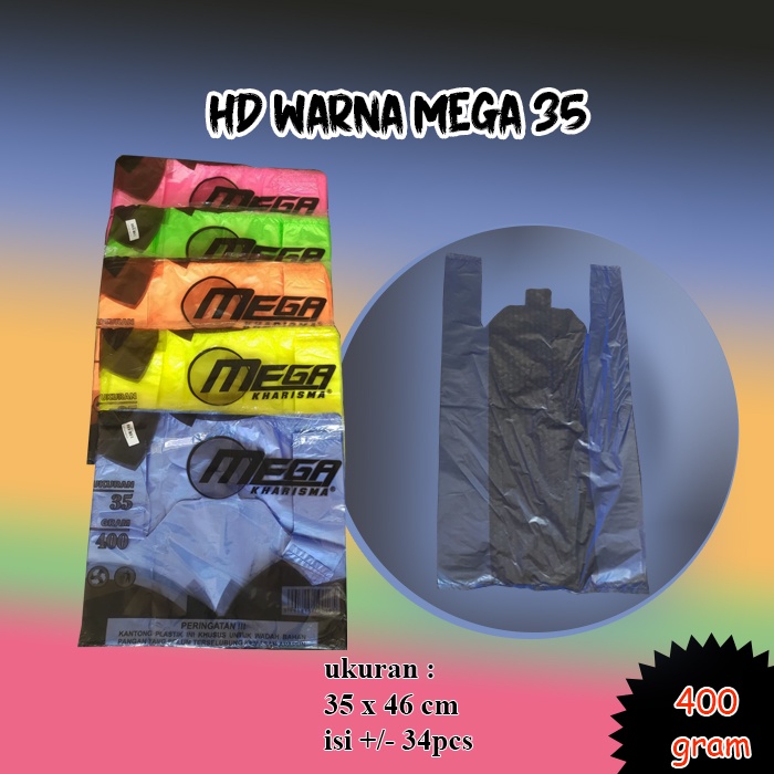 PLASTIK HD MEGA 35CM 400 GRAM KANTONG PLASTIK WARNA WARNI TEBAL MURAH