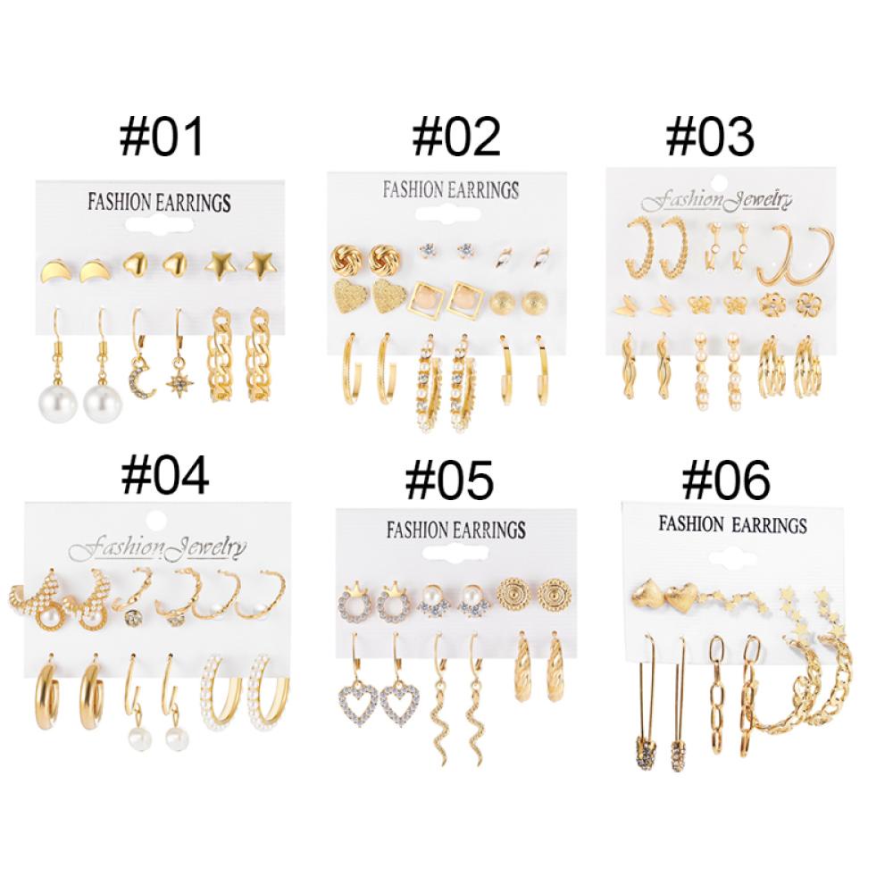 Timekey Set Anting Tusuk Desain Hatibulanbintang Hias Mutiara Untuk Wanita C8F6