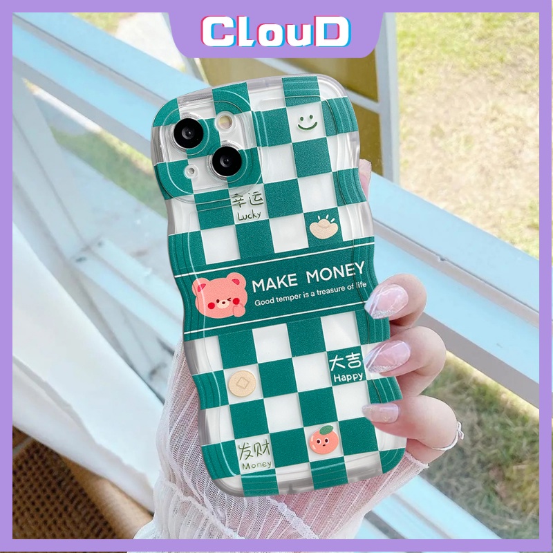 Pasangan Wavy Edge Case Realme C35 C21Y C33 C17 C30 C20A C25Y C25 C25s C11 C12 C15 10 8 9 7 8pro 8i 5s 6i 5 5i C20 C11 C3 C1 Soft Tpu Checkboard Cute Beruang Kelinci Shockproof Cover