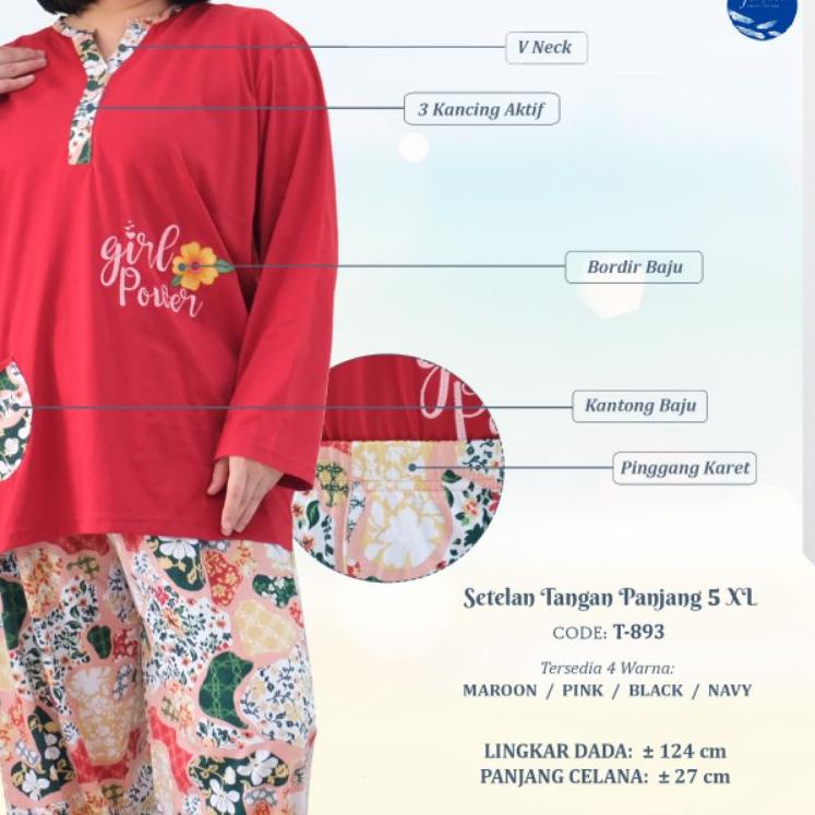PP Lengan Panjang XXL / 5XL Piyama Lengan Panjang Wanita Jumbo Baju Tidur Forever Sweet Concept [LC.