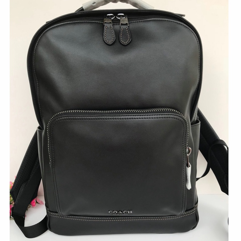 [Instant/Same Day] coach 37599  new men's double zipper backpack computer bag schoolbag   beibao