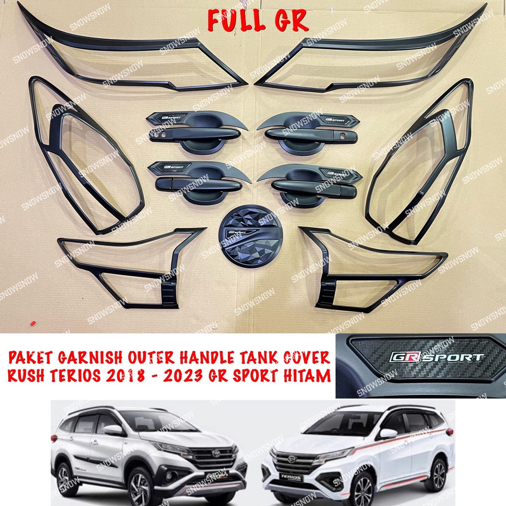 Paket Garnish Depan Belakang Outer Handle Tank Cover All New Rush Terios GR SPORT 2018 2020 2022 2023 Hitam