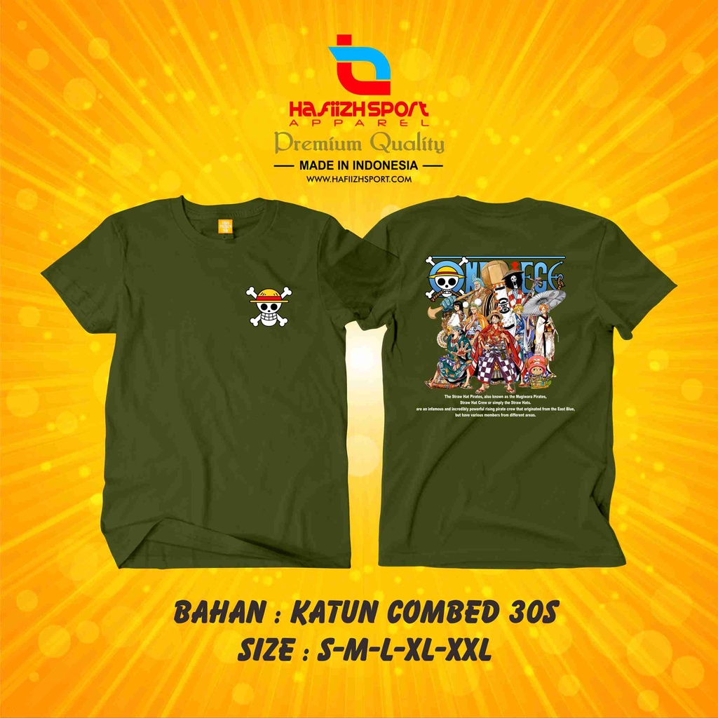 Kaos Baju Anime ONE PIECE ARC WANO MUGIWARA STRAWHAT LUFFY PIRATE Premium Terlaris Katun Combed 30s 