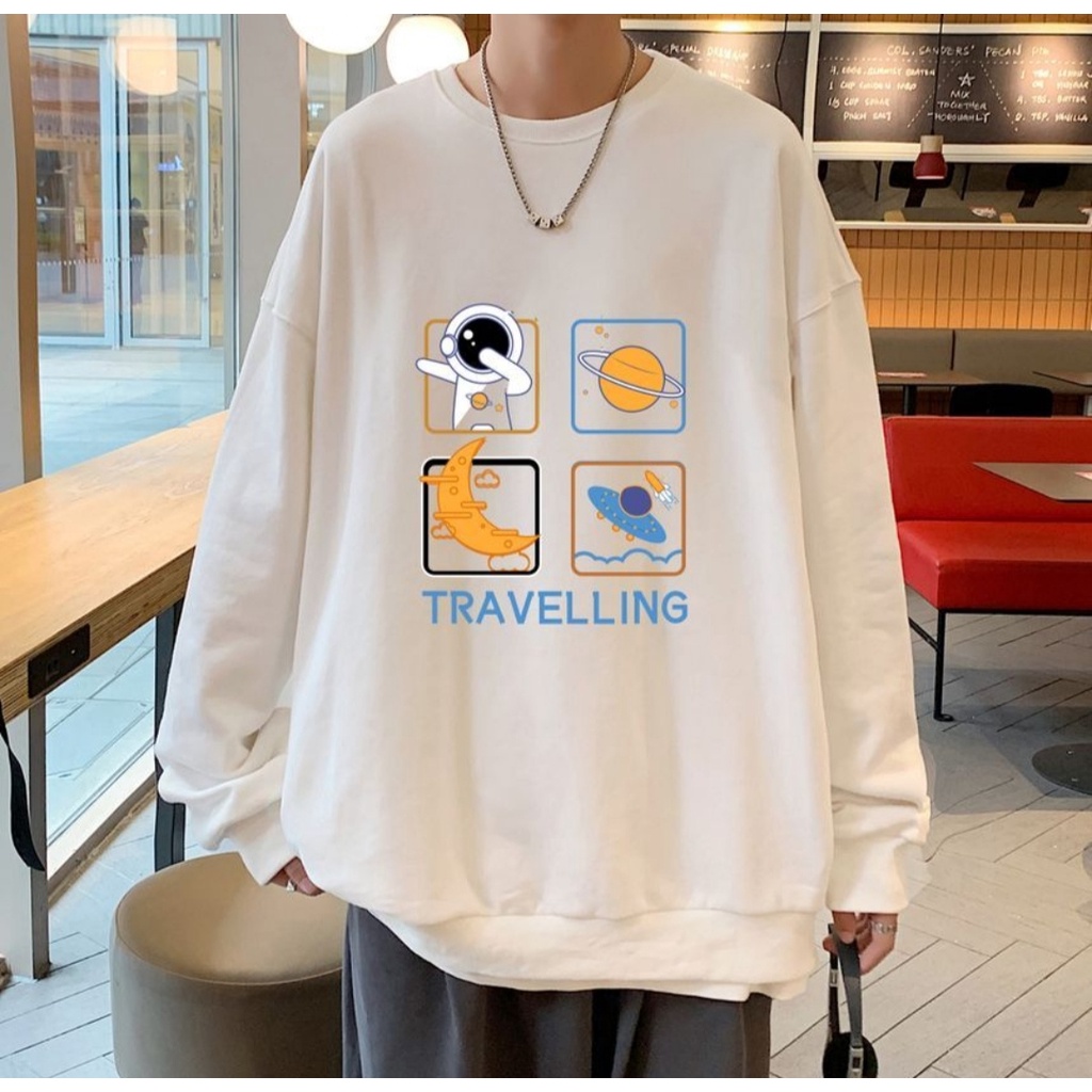 Sweater Space Travell - Sweatshirt Wanita dan Pria - Ukuran Allsize - Bahan Fleece