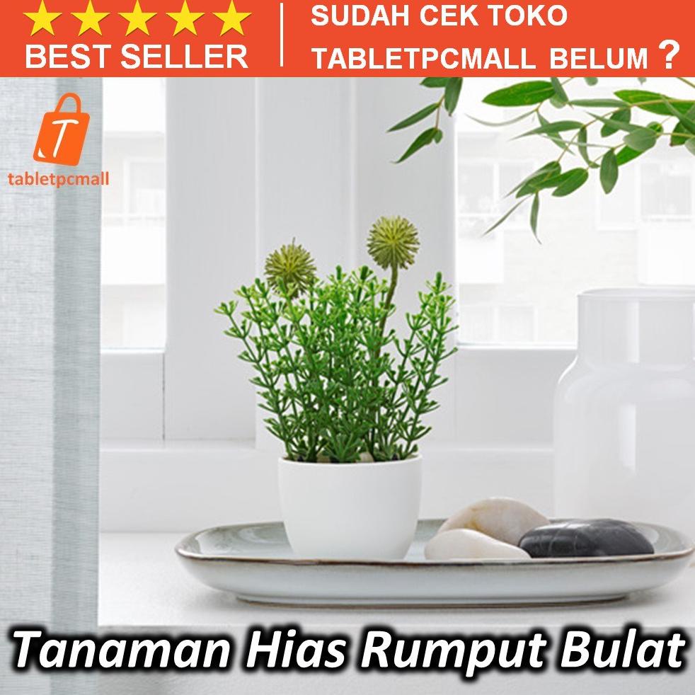 FJKA Tanaman Hias Rumput Bulat 14cm Hiasan Bunga Plastik Dekorasi