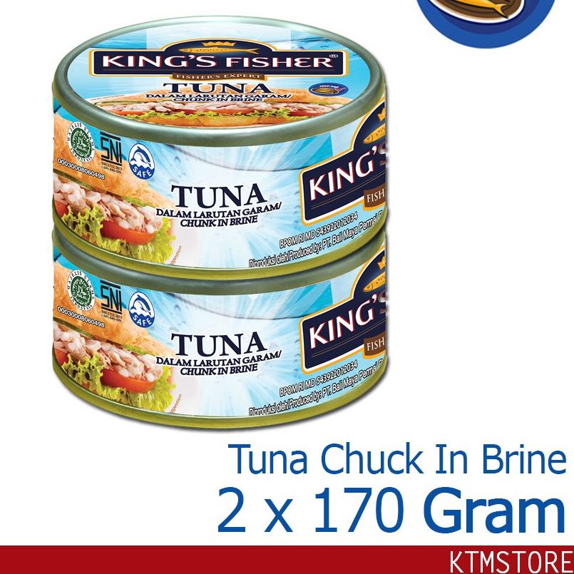 

limited Edition✔️Paket 2 pcs King's Fisher Tuna dalam Air Garam Tuna in Brine Daging Tuna Makanan Kaleng 170 g|RA4