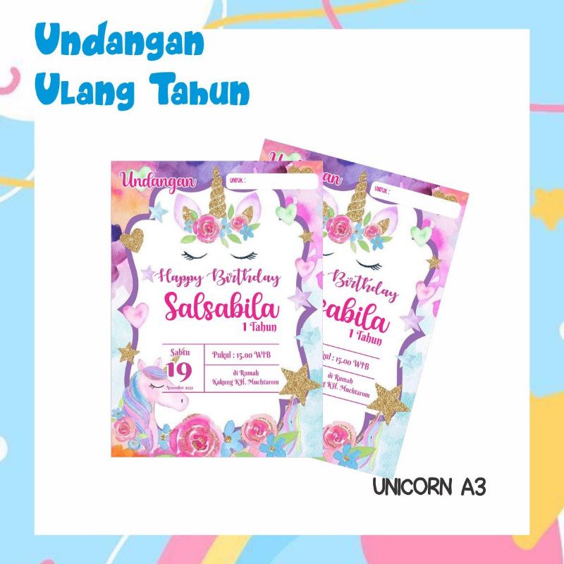 Undangan ulang tahun - unicorn