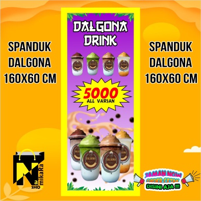 Spanduk banner ES DALGONA murah bisa custom ukuran 160x60 cm  terbaru bisa COD
