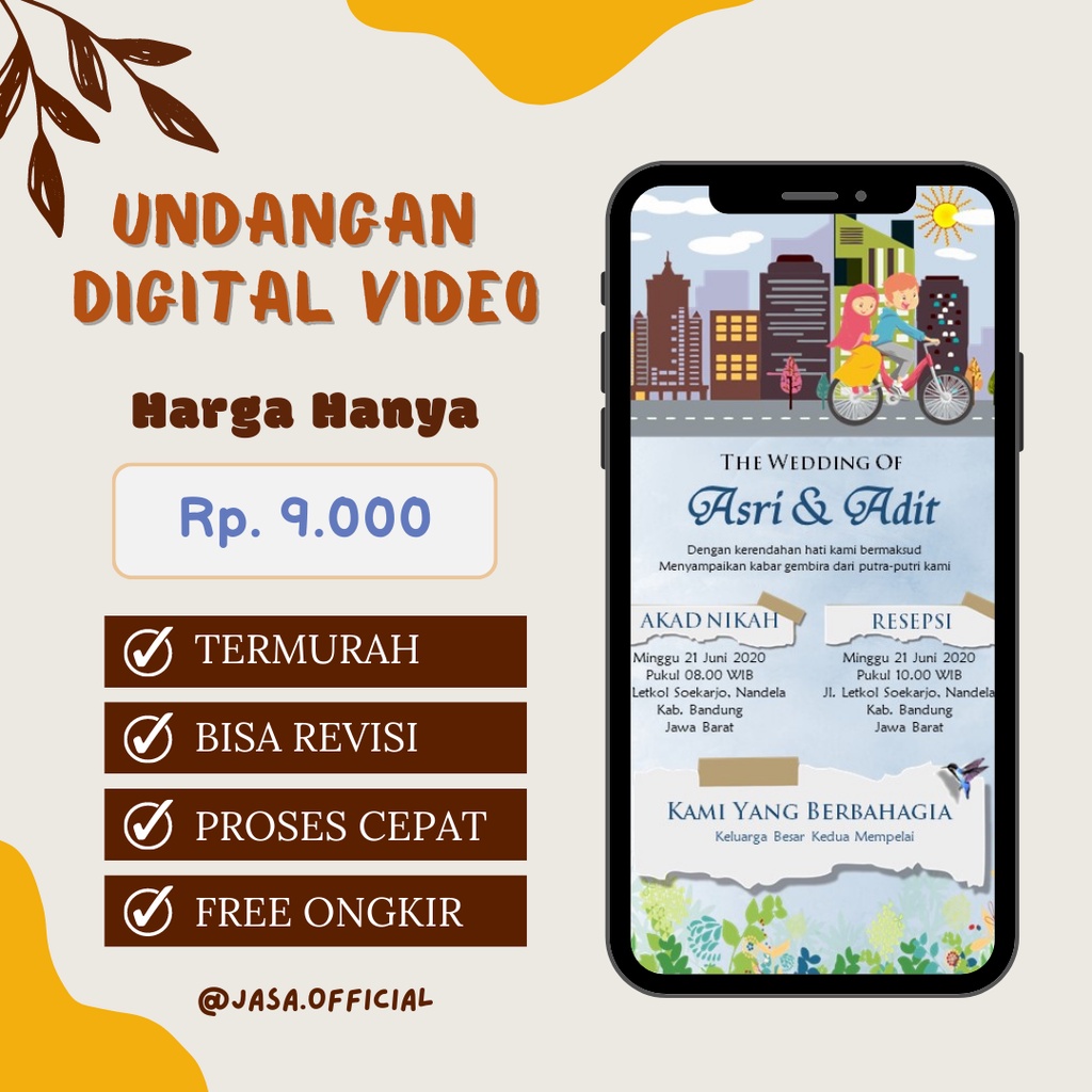 Undangan Video Pernikahan & Tunangan Tanpa Foto