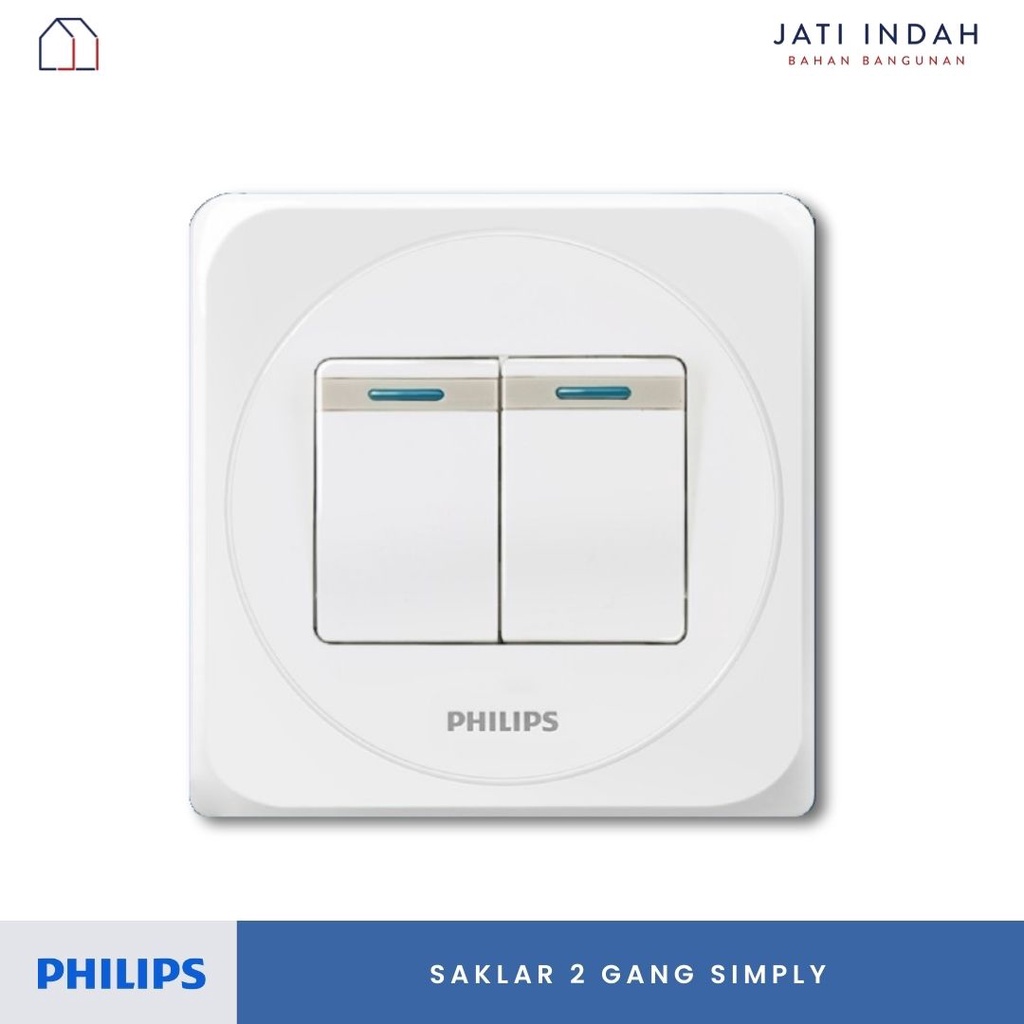 PHILIPS Simply Saklar Listrik Double Tanam 2 Gang 1 Way