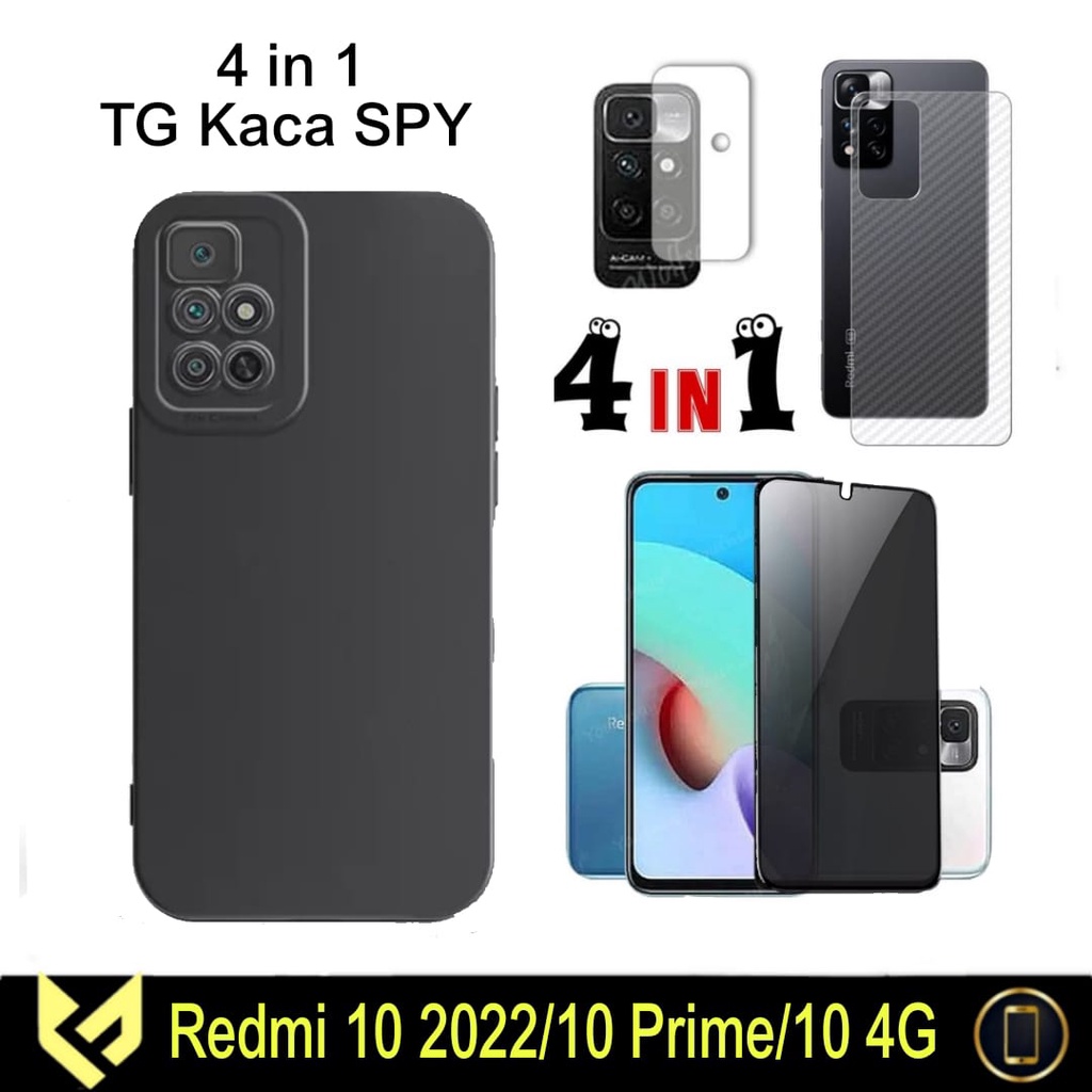 PROMO 4in1 XIAOMI REDMI 10 Prime / Redmi 10 2022 /Case PRO CAMERA + anti gores layar + tempered glass camera Free GARSKIN Carbon Xiaomi Redmi 10