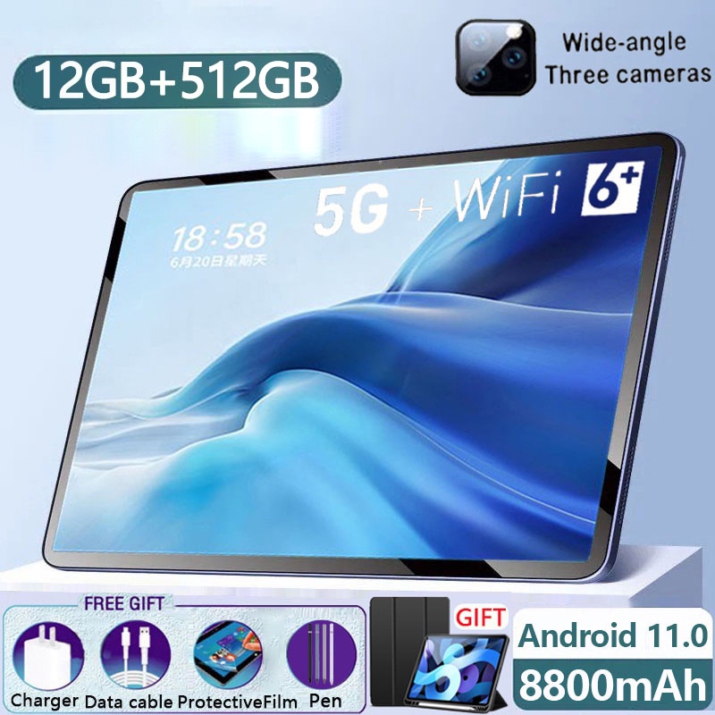 Tablet PC Asli Baru P20 12GB + 512GB Tablet Android 8 inch Layar Full Screen Layar Besar Wifi 5G Dual SIM Tablet Untuk Anak Belajar hp tablet tab advan Tablet Gaming