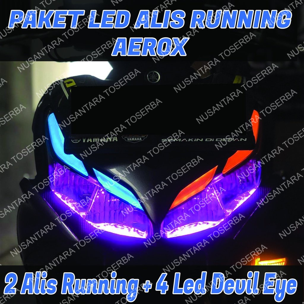 LAMPU ALIS RUNNING AEROX BONUS DEVIL EYE LAMPU LED ALIS AEROX 155 V 2 BONUS DEVIL EYES LAMPU SENJA A
