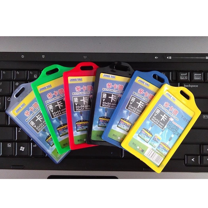 Name Tag Id card Holder jing tai 2 KartuTempat Simpan Kartu Plastik Tebal murah