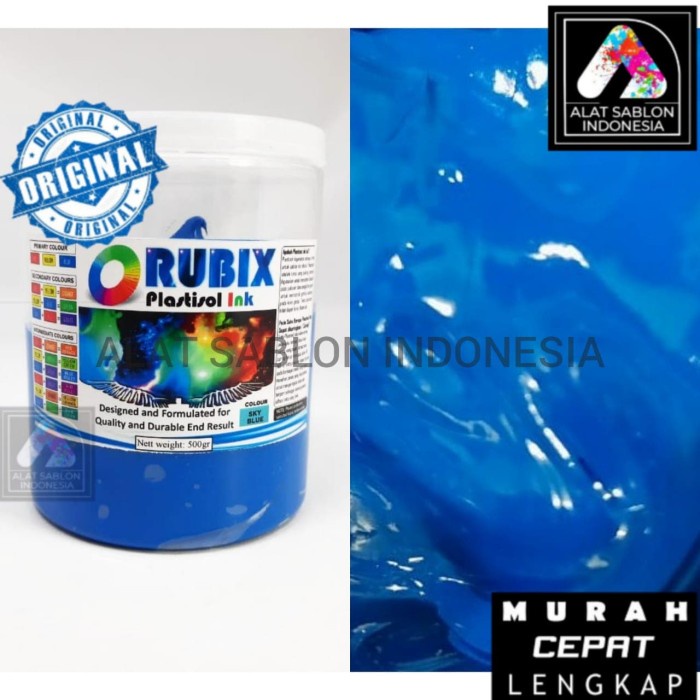 

Dijual Tinta Sablon Plastisol Rubix Sky Blue 500Gr Promo