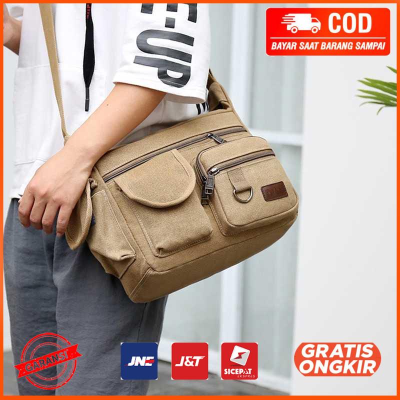 Tas Selempang Messenger Bag Bahan Kanvas 6109