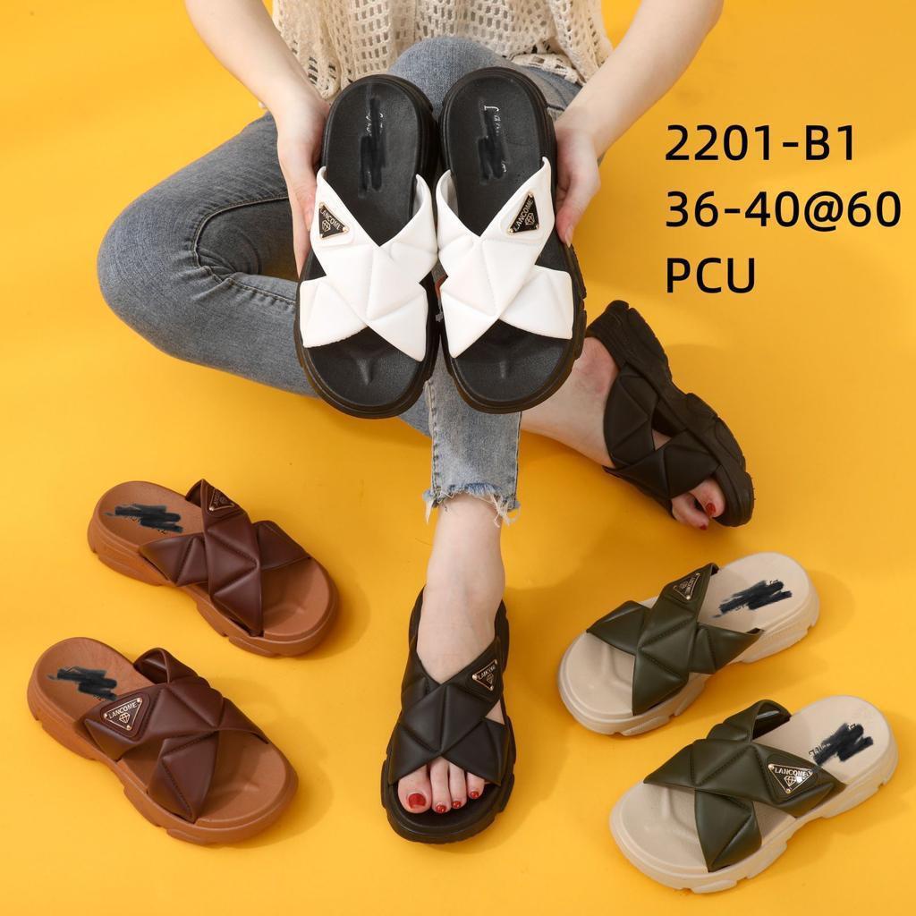 PVC Sandal Slop Wanita Karet Import Hak Tebal Motif Diamond Pin Sol Rubber Anti-Slip Empuk Elastis BALANCE K13 / Sepatu Sandal Gunung Wanita Korea CORLA