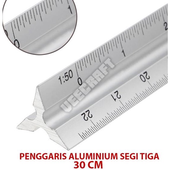 

(COD) Penggaris Aluminium Segitiga /Aluminium Metal Triangle Scale Ruler 12" STOK TERBATAS Kode 1400