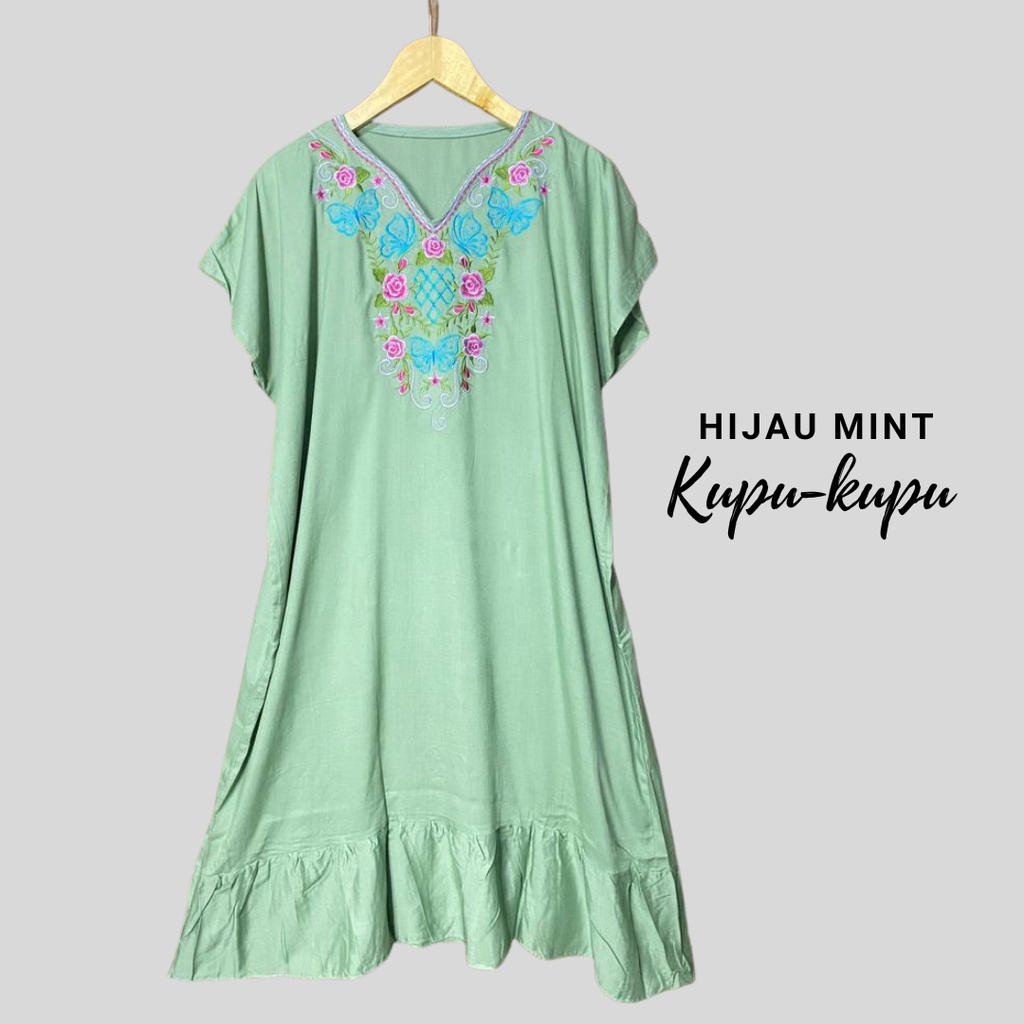 Daster Bordir Matahari Ruffle Viral Kekinian Rayon Premium | MIDI HOME DRESS