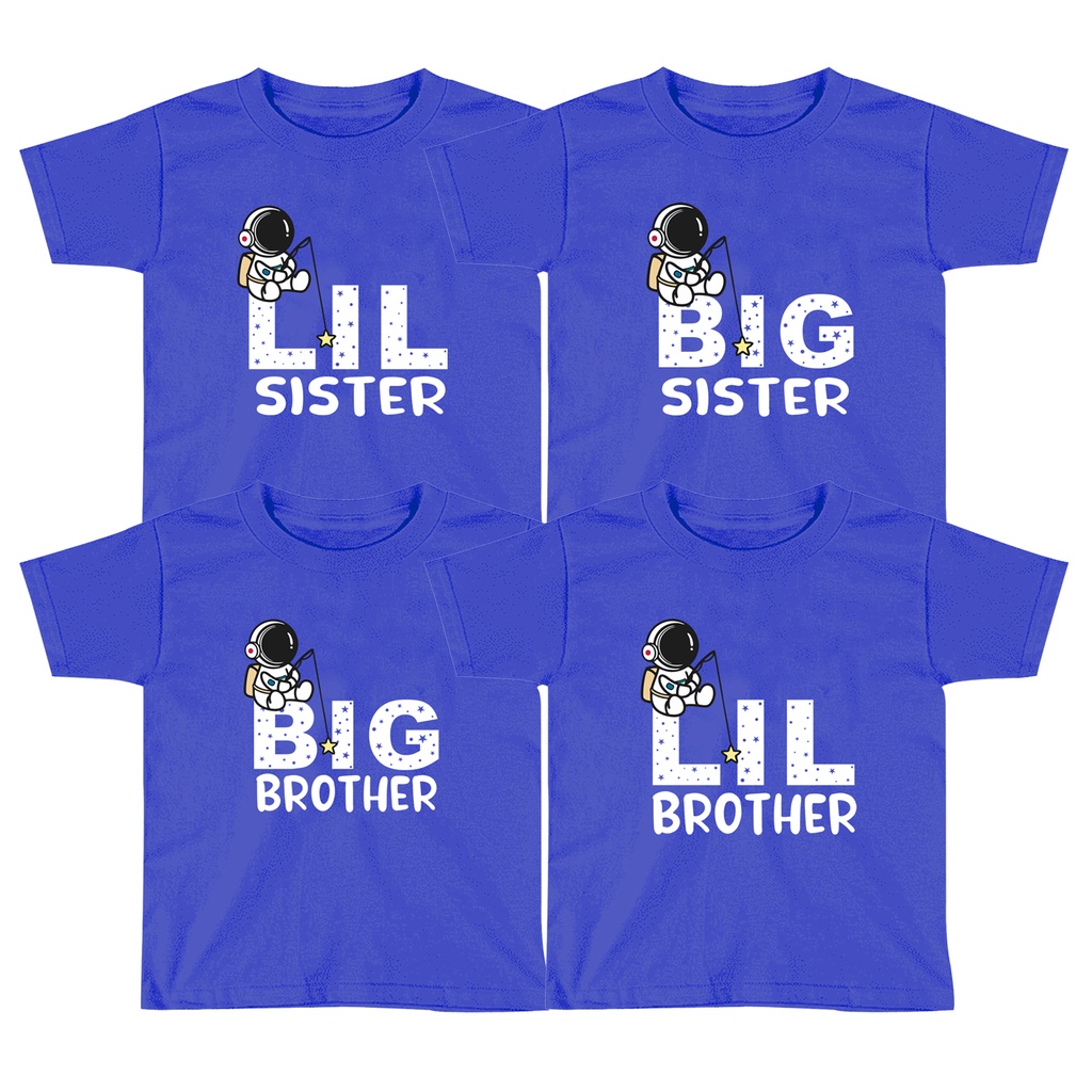 Kaos Couple Anak Astronot Distro 1-10 Tahun Laki Laki Perempuan Unisex Sibling tee Series kaos bro sis kaos brother sister Lil Sister Big Sister Lil Brother Big Brother Family Couple Kaos Termurah Kualitas Premium - Kaos Polos Senja