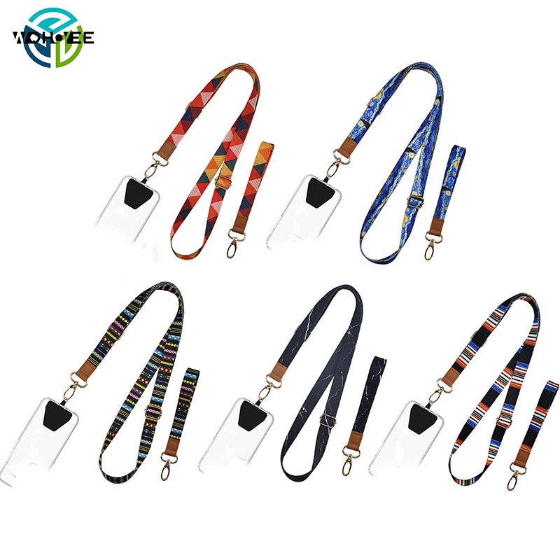 Panjang + Pendek Leher Lanyard Tali Pergelangan Tangan Universal Crossbody Ponsel Tali dengan Menghubungkan Pad untuk Ponsel Case Gantungan Kunci ID Card Anti-Drop Sling