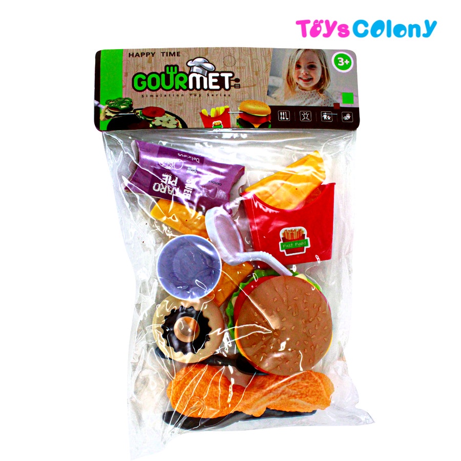 MAKANAN FAST FOOD MAINAN DAN KITCHEN SET (PAKET HEMAT ISI 2 PRODUK)