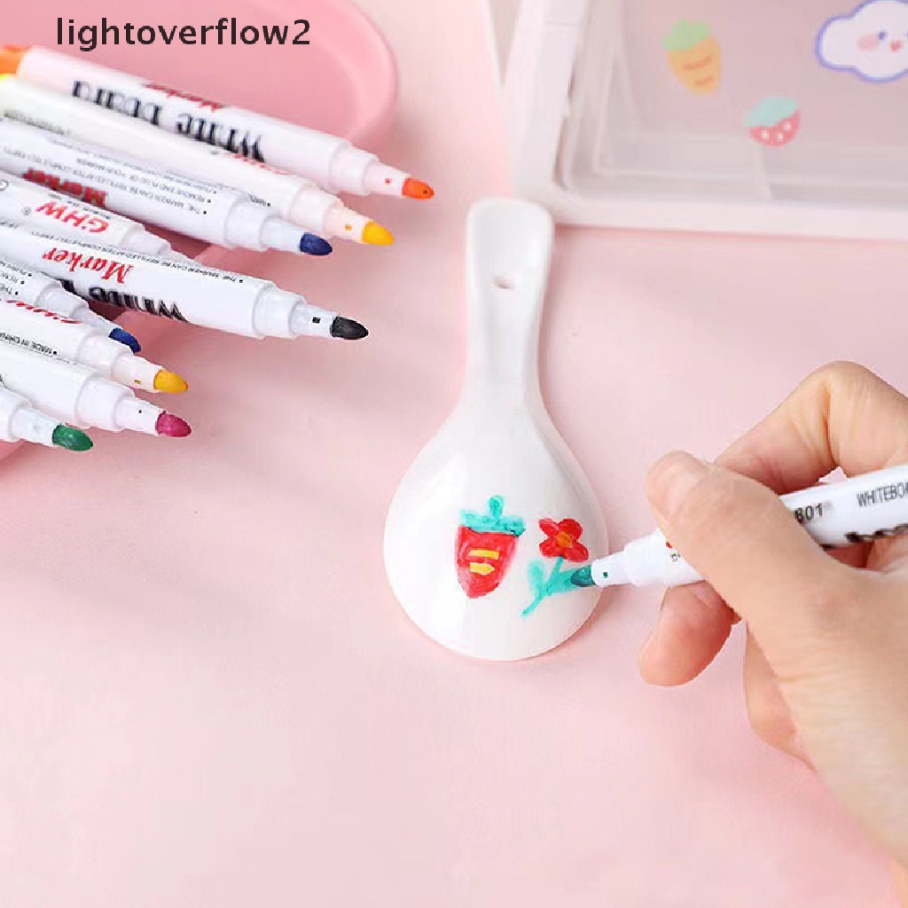 (lightoverflow2) 12pcs / Set Spidol Papan Tulis / Whiteboard DIY Bisa Dihapus Untuk Anak-Anak