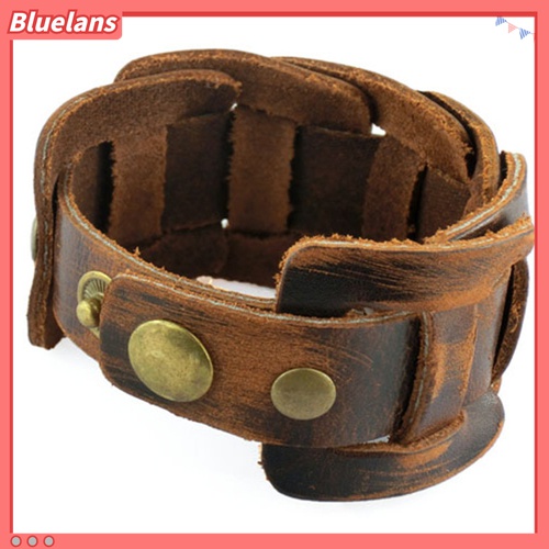 Gelang Bahan Kulit Imitasi Gaya Retro Untuk Pria