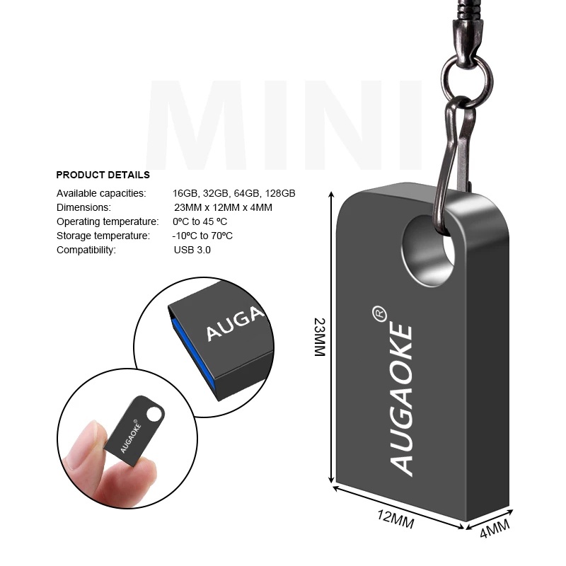 Augaoke Flashdisk Usb Mini 64MB Bahan Metal Dengan Gantungan Kunci Untuk Hp / Komputer