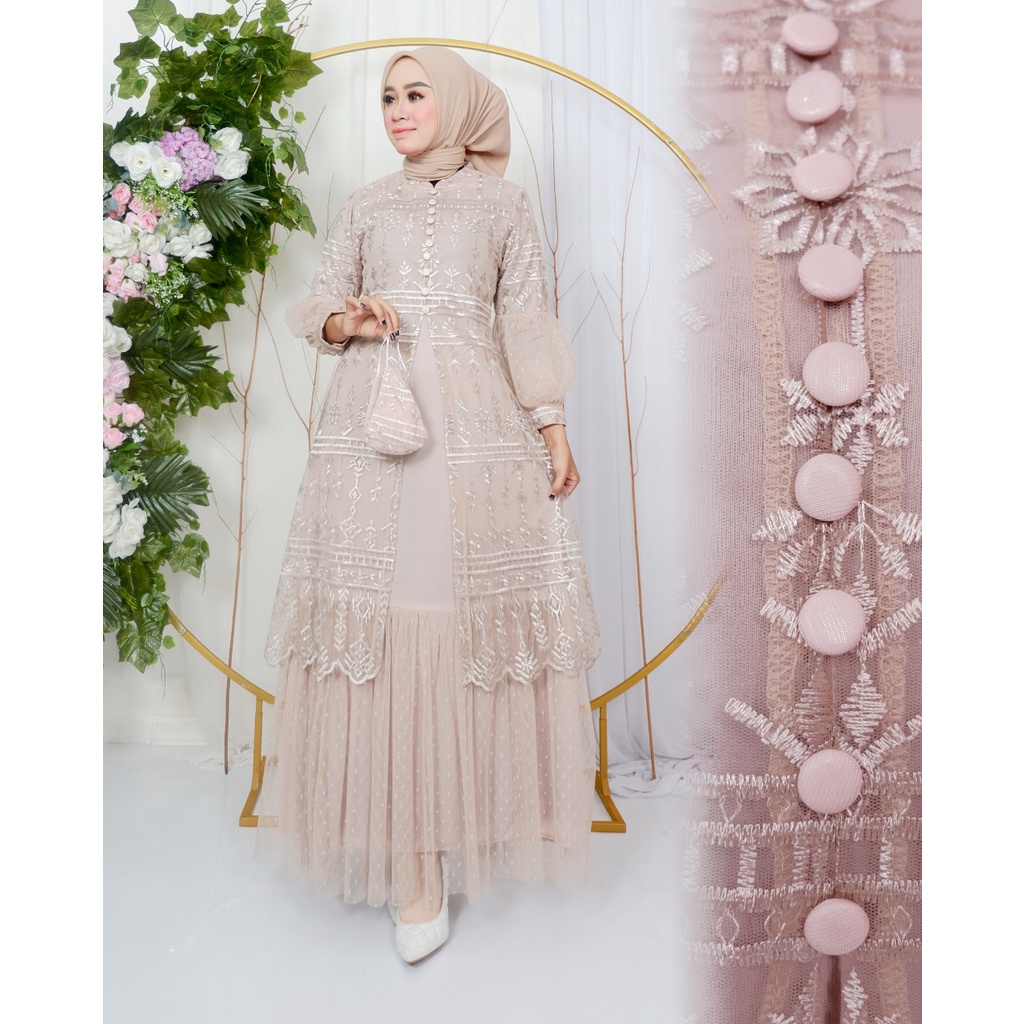 Permata Olshop / Kebaya Gamis Nauma JN / Kebaya Modern / Gamis Kondangan / Gamis Pesta Mewah