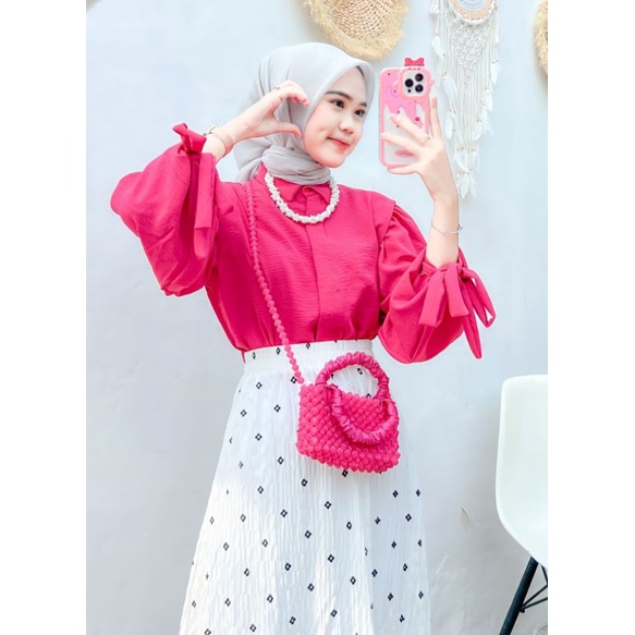 SOFIA BLOUSE Kemeja Polos Crinkle Airflow Ootd Casual Santai