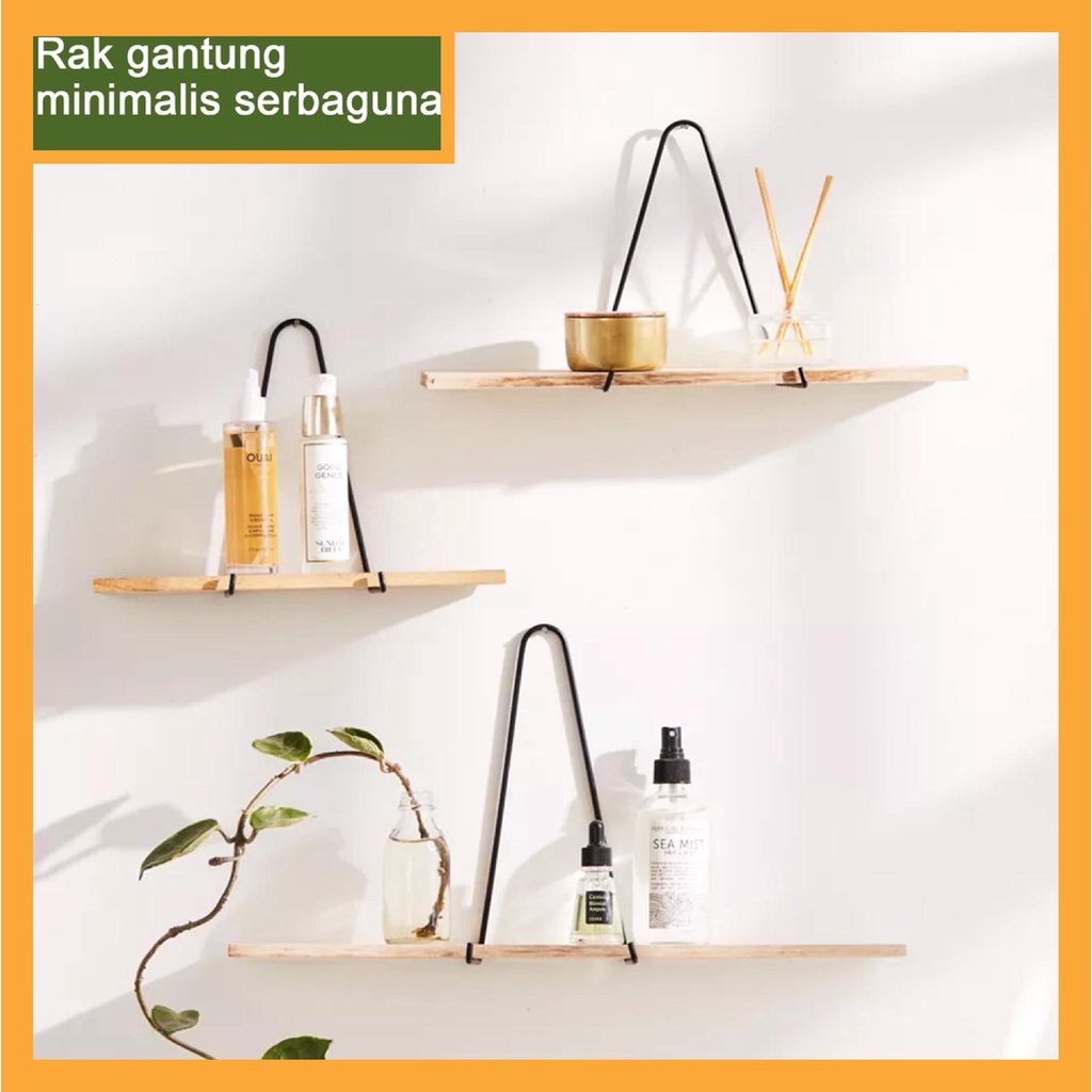 Rak dinding buku rak gantung besi kayu rak serbaguna dekorasi hiasan minimalis murah / Abik Store