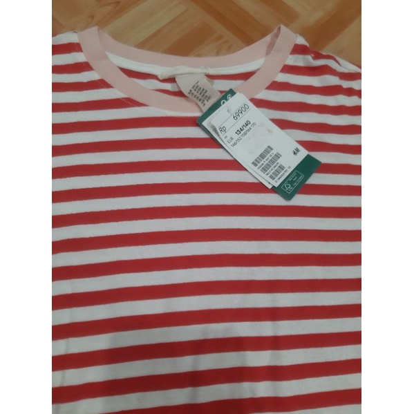 Kaos Basic H&amp;M  salur merah putih