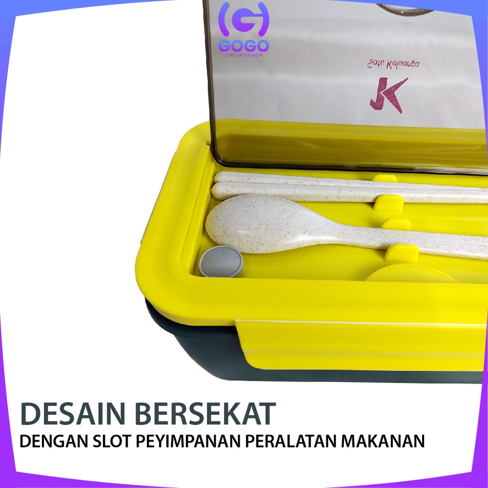 GOGO-C479 Tempat Makan Lunch Box Set Free Sendok Garpu Kotak Makan Transparant Bento Box / Kotak Makan BPA FREE