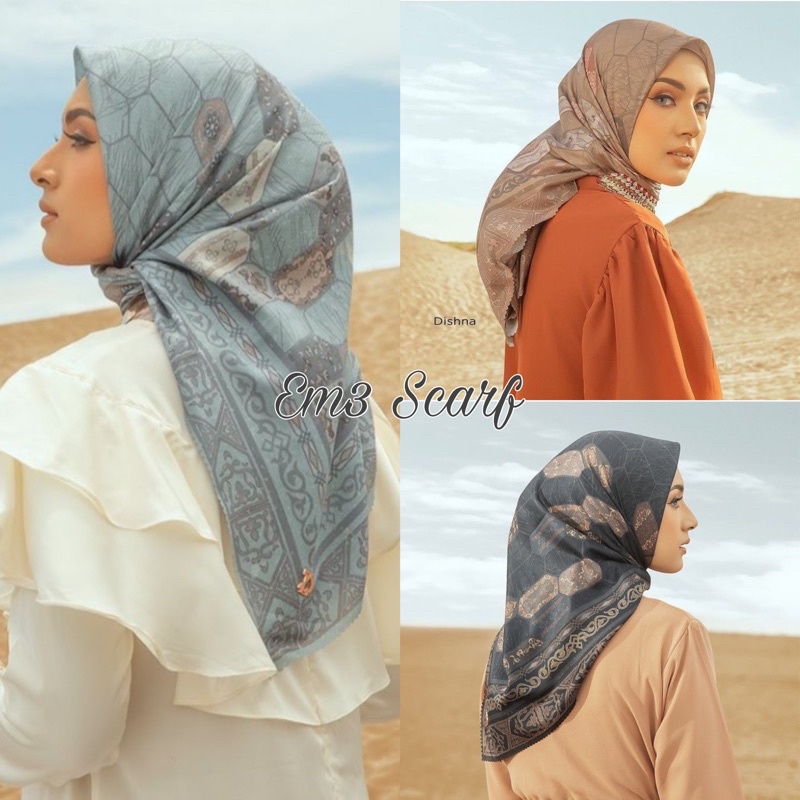 Em3 Scarf, HIJAB SEGIEMPAT VOAL MOTIF LASERCUT | Ziddy Series Best Seller