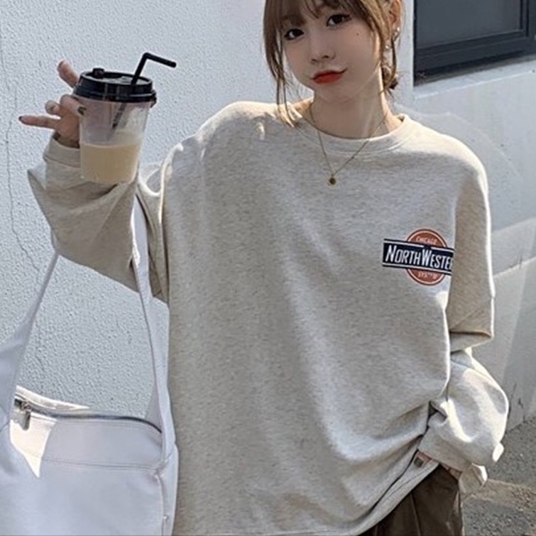 Sweater Chicago North Western | Korean Style 2 Side Sweatshirt Terbaru | Bahan Fleece Tebal Dan Lembut | Allsize | Baju Wanita