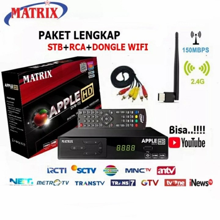 SET TOP BOX MATRIX APPLE HD + DONGLE WIFI MATRIX DVB T2