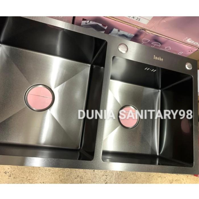 Bak cuci piring Stainless 8245 Black Kitchen sink Hitam 2 lubang