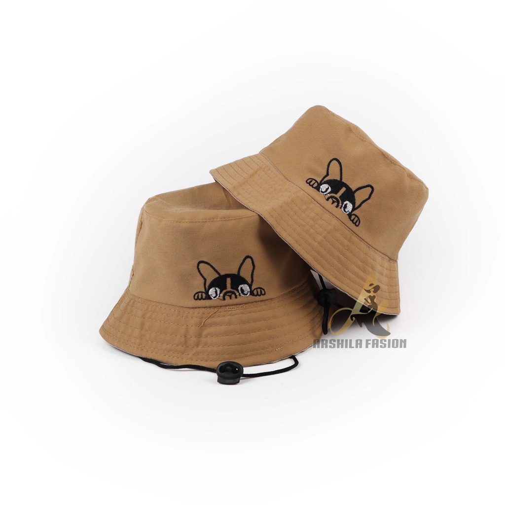 Topi Bucket Anak Tali Bordir Bulldog Anak Laki Laki Perempuan