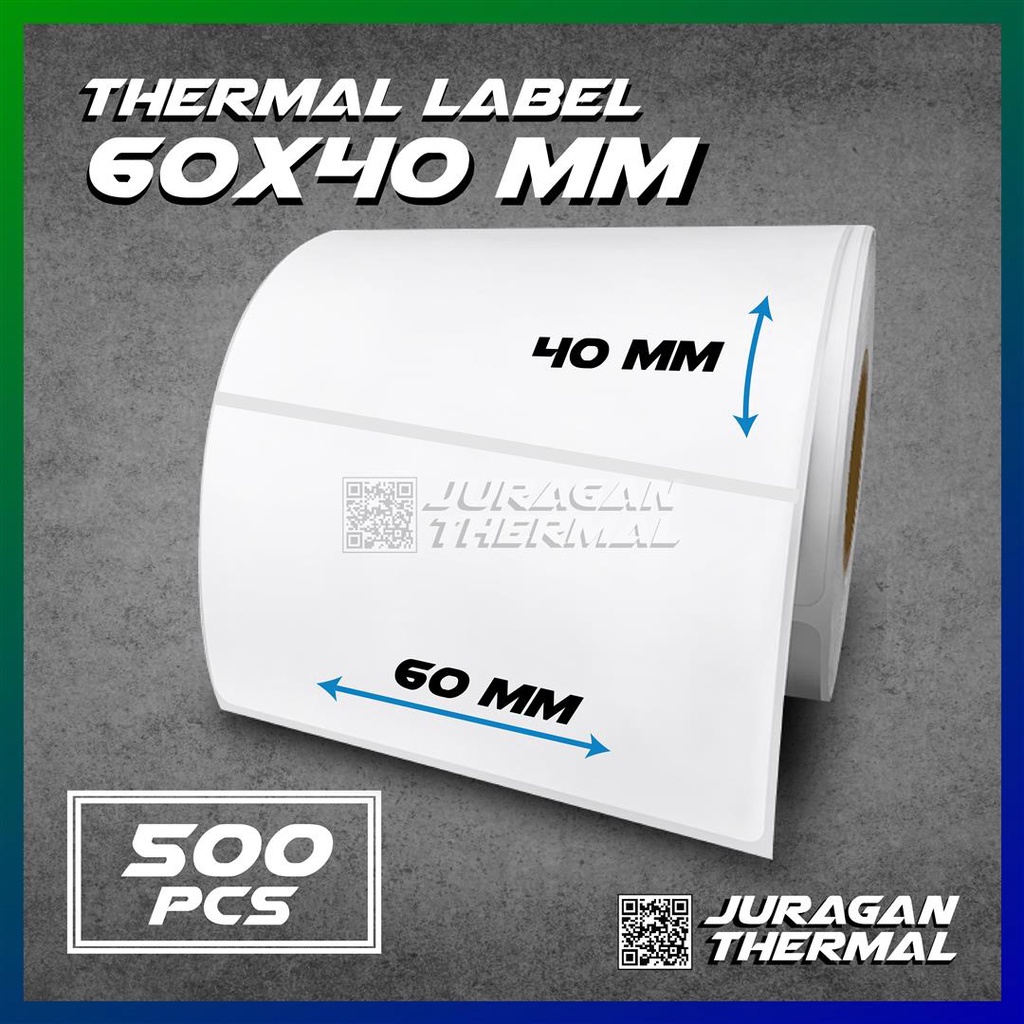 

Label Barcode Thermal 60 x 40 Kertas Sticker Direct Thermal 60x40 mm isi 500 pcs