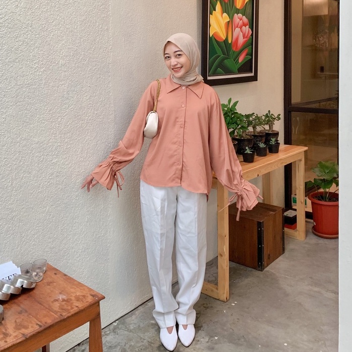 KEMEJA BLOUSE VINA KRINKLE SERUT POLOS PREMIUM SHIRT B618