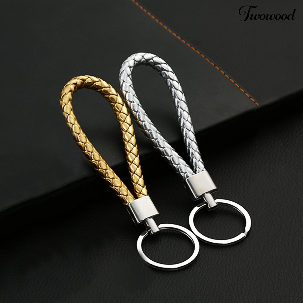 Twowood Gantungan Kunci Mobiltas Priawanita Strap Kepang Bahan Kulit Imitasi Untuk Hadiah