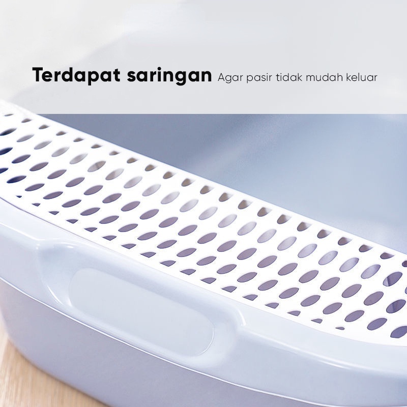 Cat Litter Box Tempat Pasir Kucing Tempat Bak Pasir Kucing Tempat Pup Toilet Kucing Free Sekop Shovel