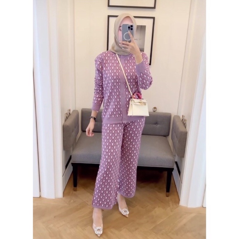 Oneset zara herlin knit halus bangkok ruby // Baju Setelan wanita Celana Kulot Rajut Wanita Import