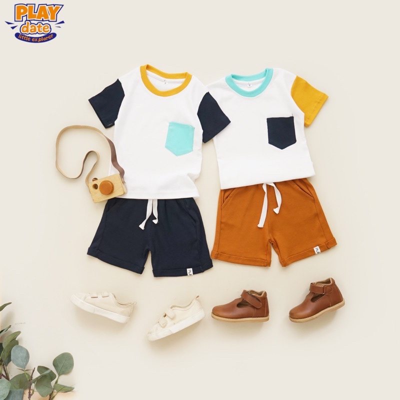 Playdate Stripe Tee Baju Kaos Anak Laki Laki Cowok T-shirt Anak Kaos Polo Anak Kaos Oblong Anak Cowo