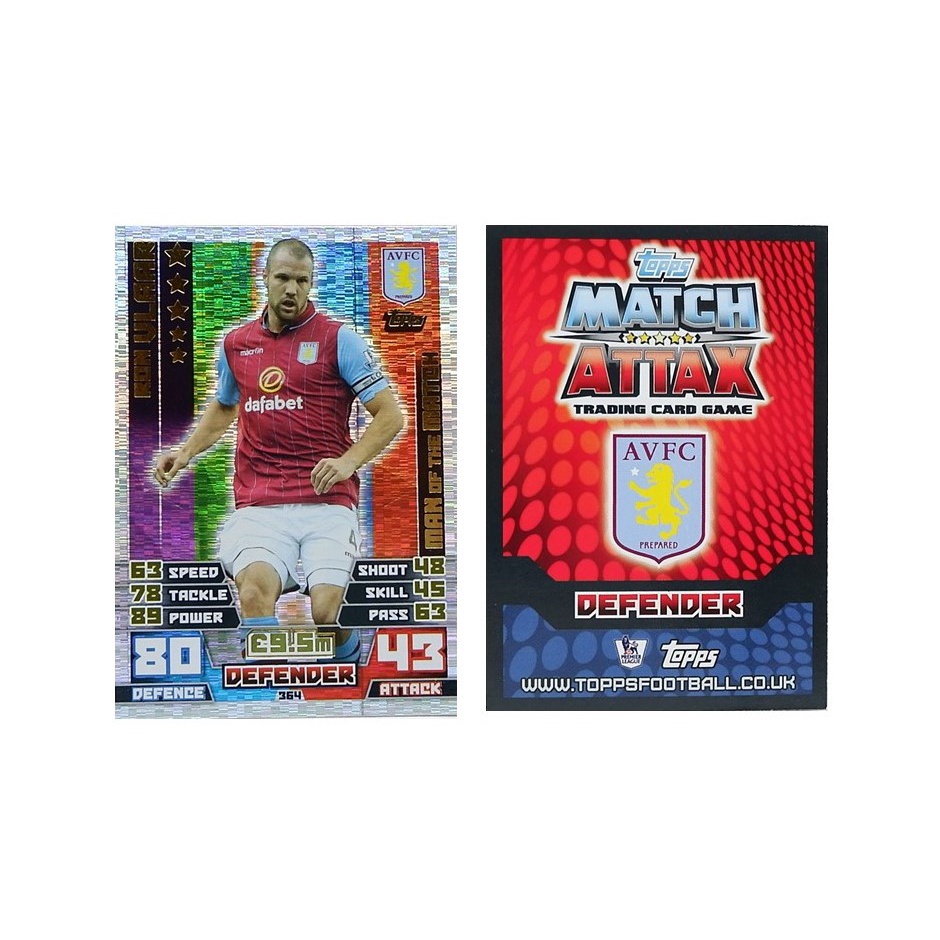 Kartu Bola 2014/2015 Aston Villa Ron Vlaar Man Of The Match