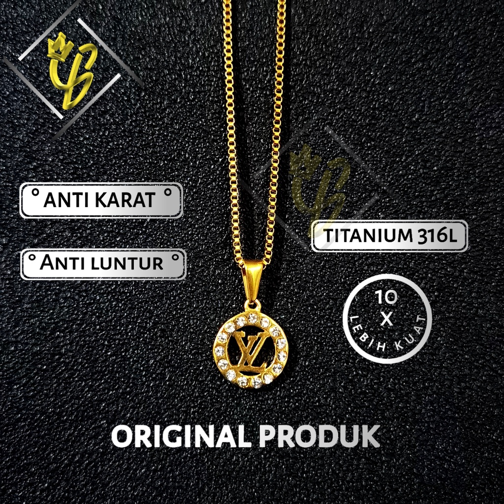 Kalung Liontin Wanita Titanium Asli Anti Karat Warna Silver Perak Putih Emas Putih Cewek