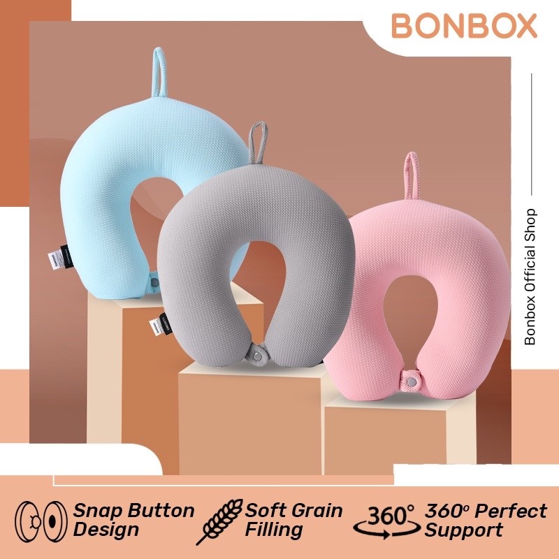 BONBOX BNP100 Bantal Leher Travel Anti Pegal Lembut Neck Pillow